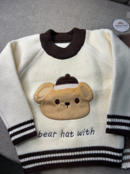 ☕ Bear Hug Knit Sweater — Cream Latte