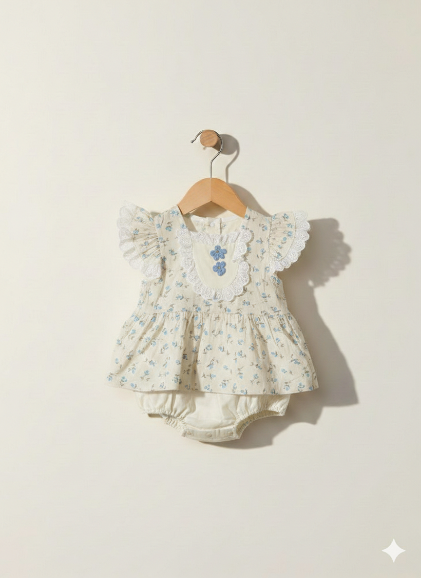 Regal Blossom Floral Romper Set