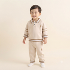 Little Gentleman Polo Sweatshirt & Jogger Set – Classic Beige