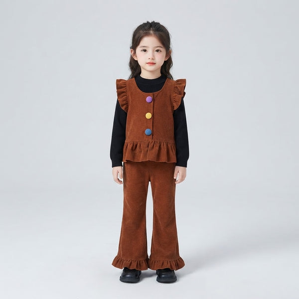 Cozy Corduroy Ruffle 3-Piece Outfit Set
