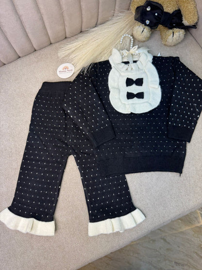 Black Bow Charm Knit Set