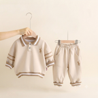 Little Gentleman Polo Sweatshirt & Jogger Set – Classic Beige