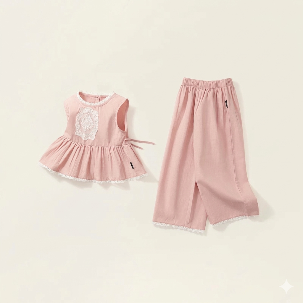 Blush Lace Peplum Co-ord Set