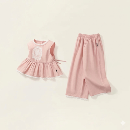 Blush Lace Peplum Co-ord Set