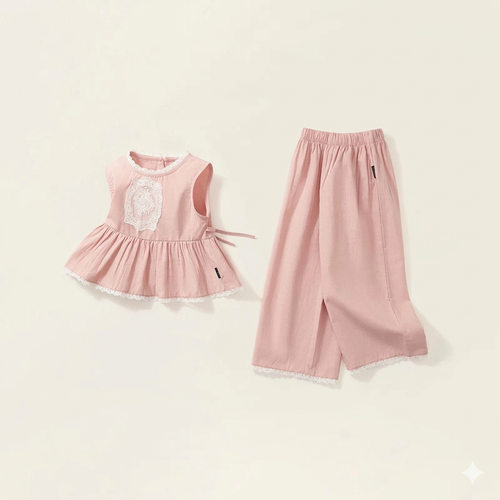 Blush Lace Peplum Co-ord Set