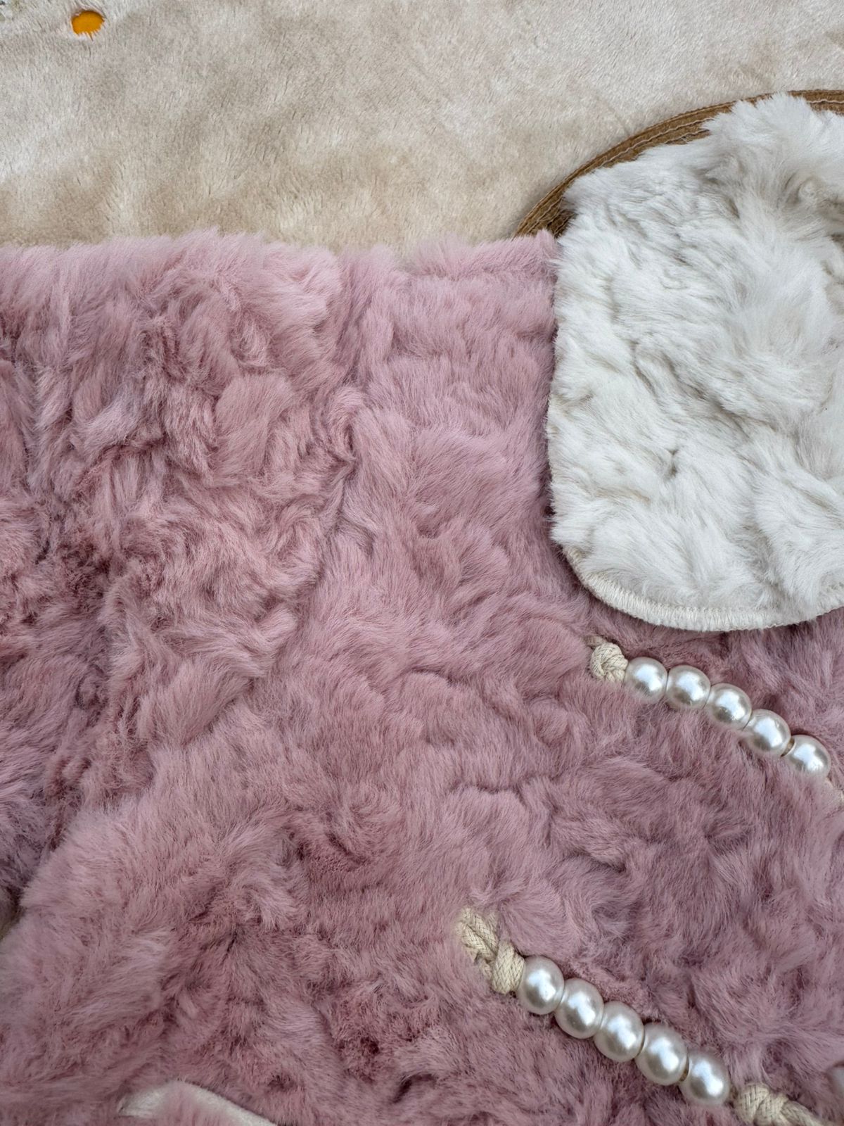 Luxury Pearl Fur Baby Coat – Blush Pink
