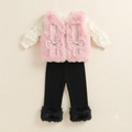 🎀 Pink Faux Fur Vest & Corduroy Winter Set