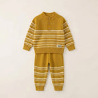 Boys Mustard Striped Knitted Sweater & Trouser Set