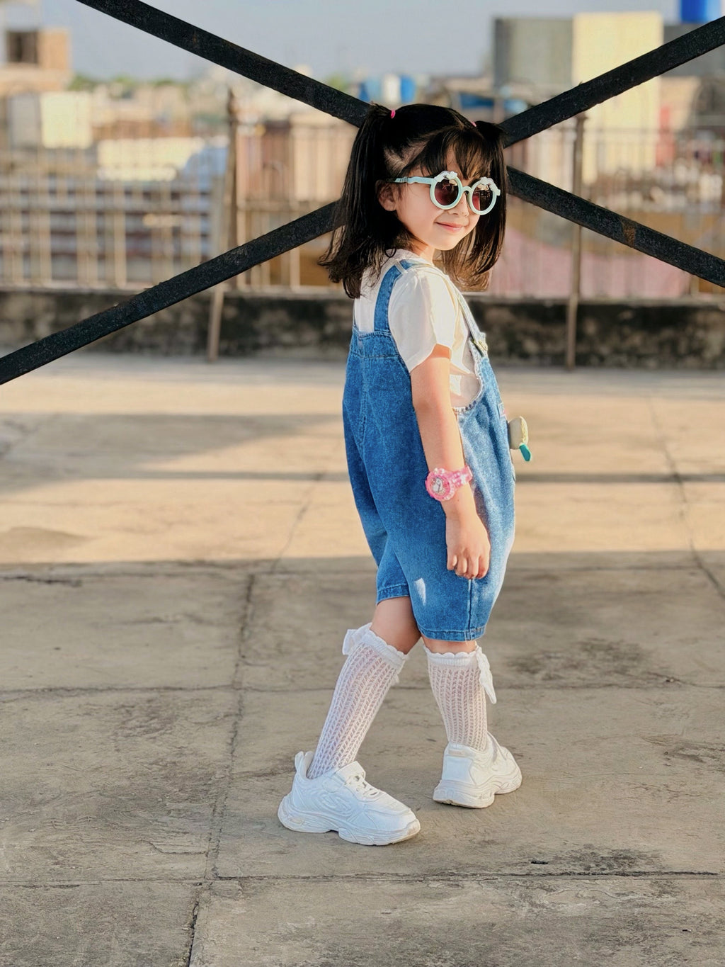 Little Swan Denim Dungaree Set (2-Piece)