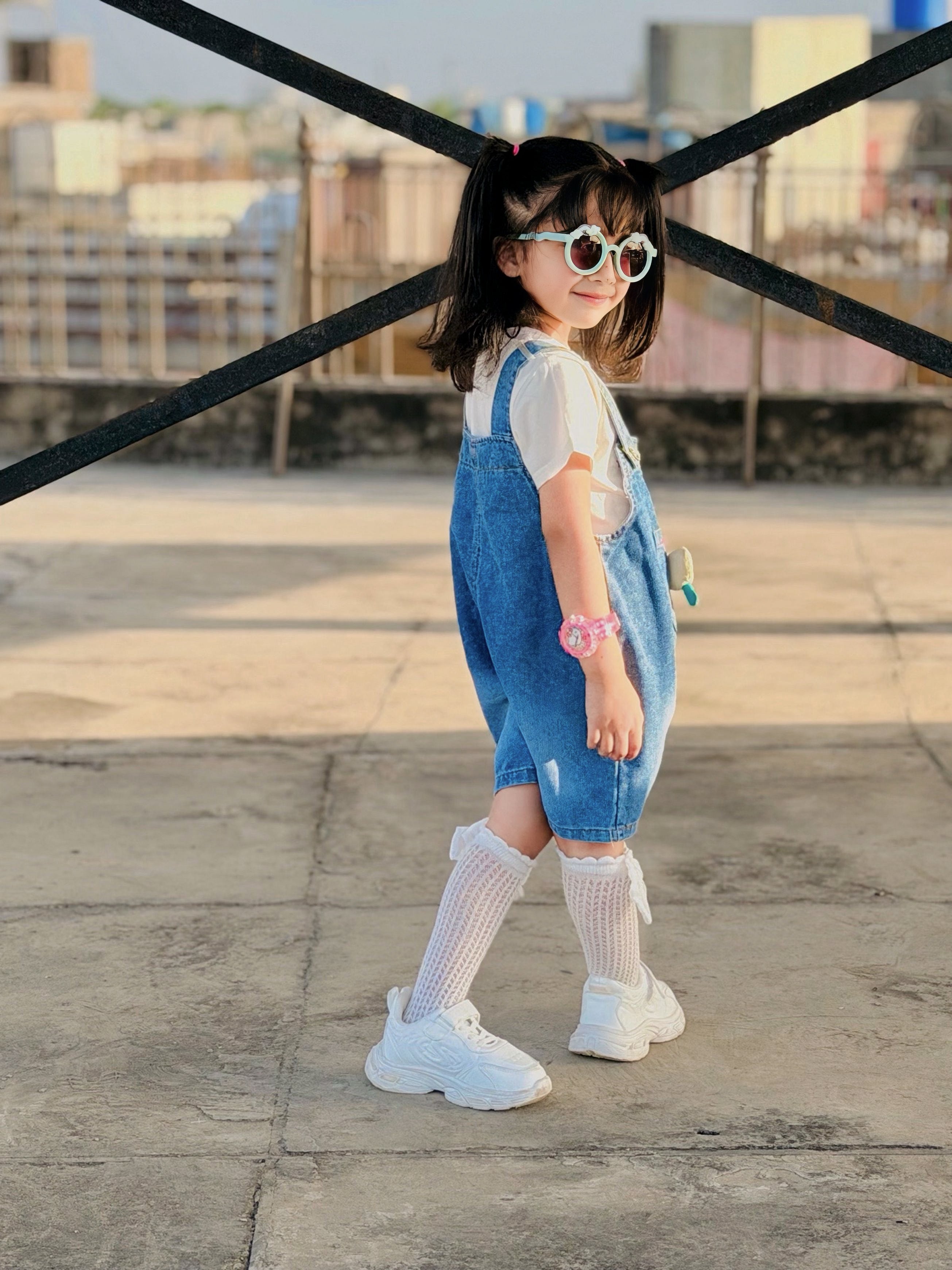 Little Swan Denim Dungaree Set (2-Piece)