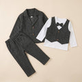 Little Gentleman Plaid Suit & Vest Birthday Outfit-Grey