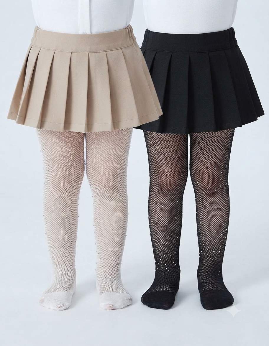 SparkleStep Kids Rhinestone Fishnet Tights