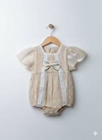 The Princess Eyelet Romper Beige