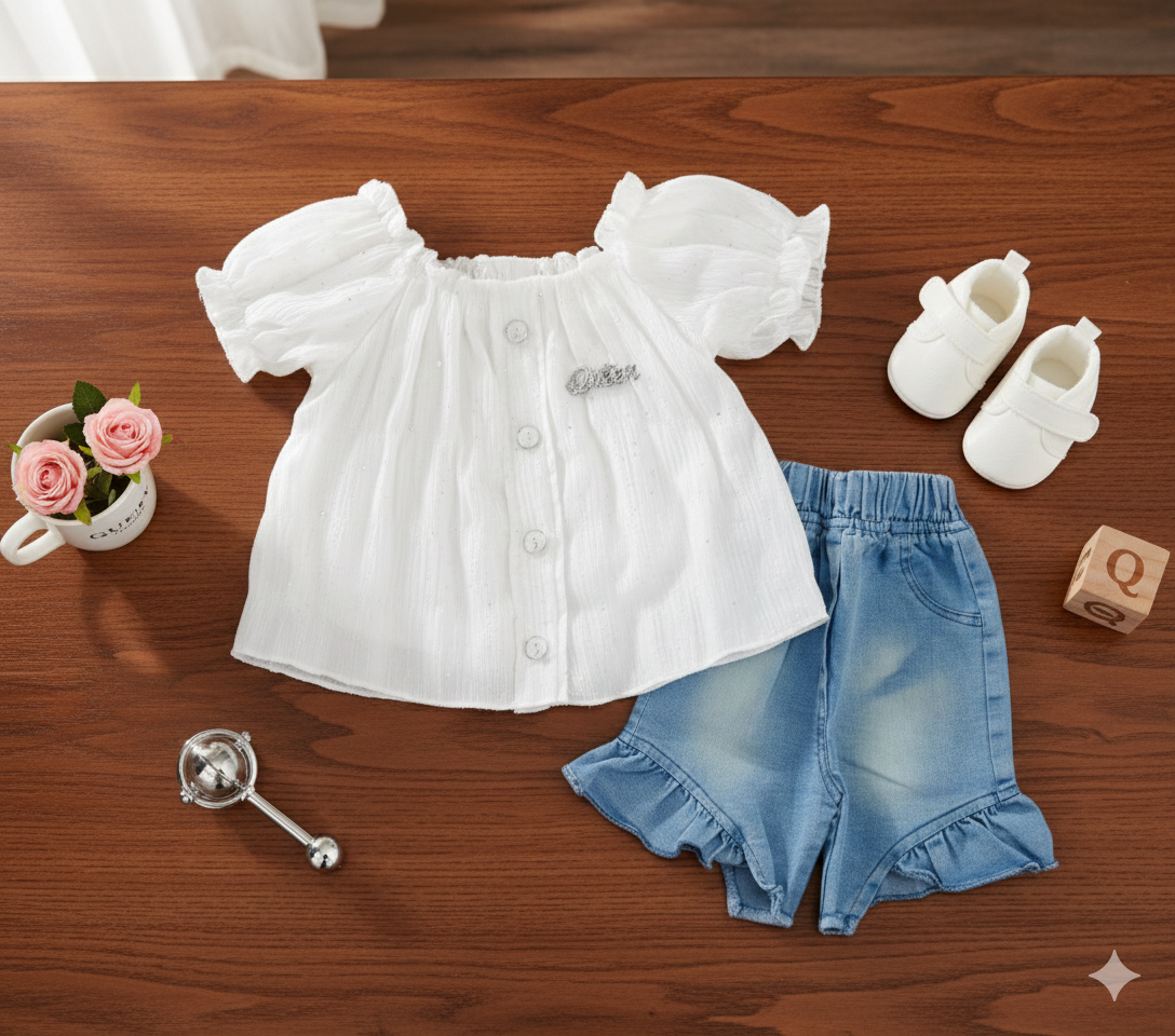Little Queen Ruffle Denim Set