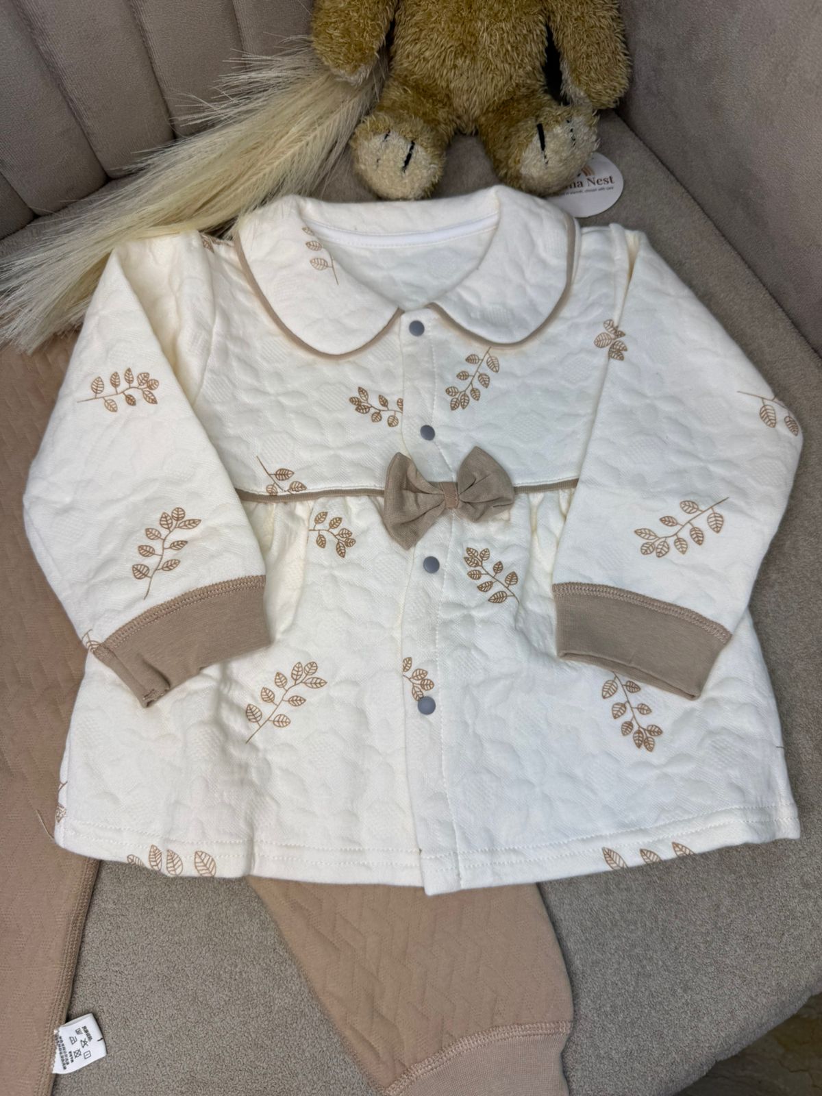 Beige Blossom Top & Mocha Trouser Set — Soft Girl Winter Edit