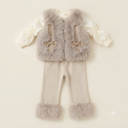 🤍 Cozy Bow Fur Vest Set