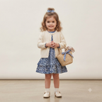 Girls' Fleece-Lined Floral Frock with Knit Cardigan Set