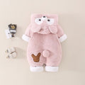 Blush Pink Fox Face Faux-Sherpa Baby Romper