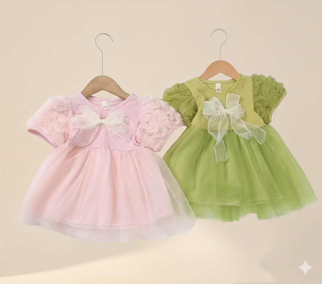 Butterfly Bow Dress Baby Pink