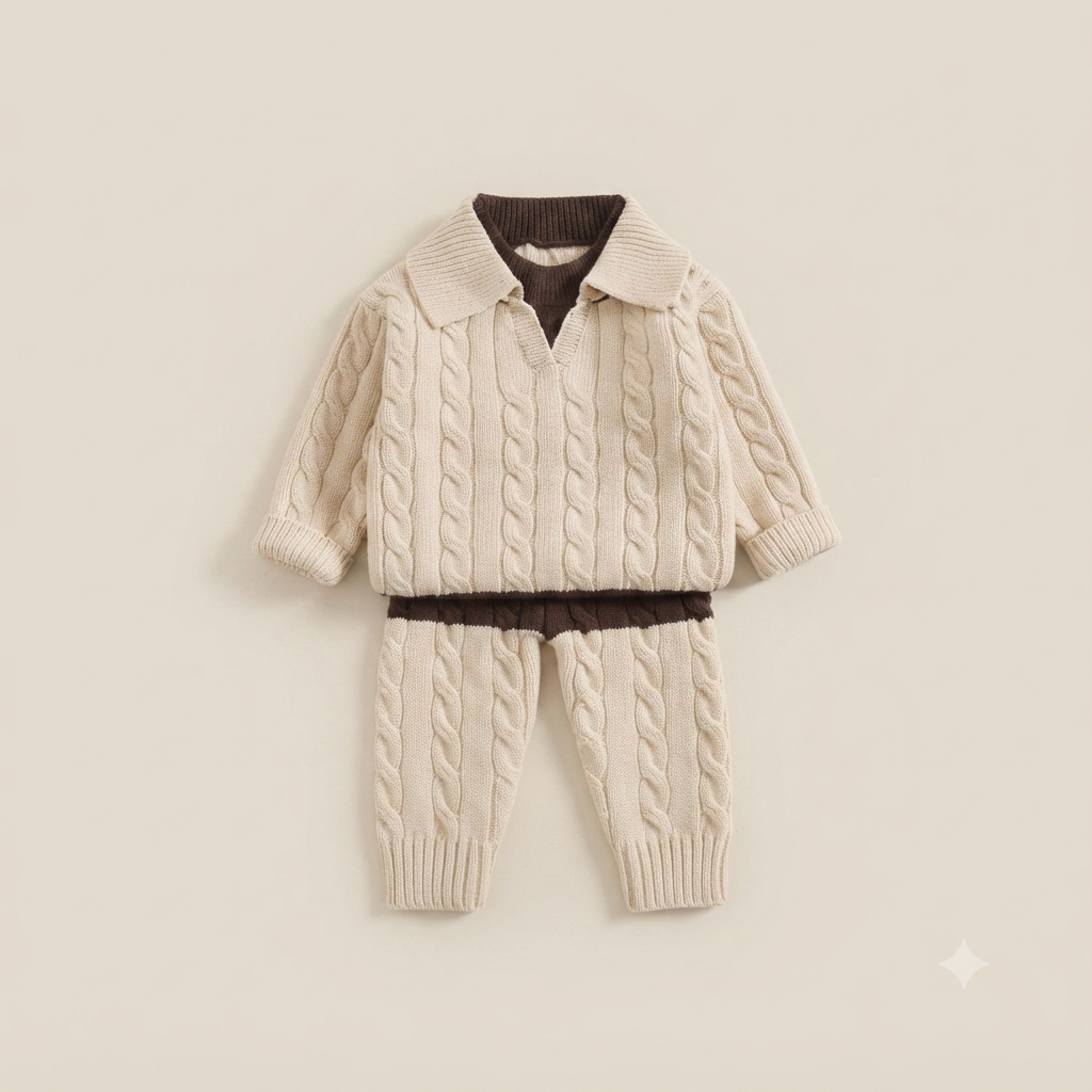 Baby & Toddler Collared Cable Knit Sweater and Pants Set