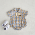 Vintage Plaid Bowtie Baby Romper