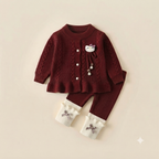 Hello Kitty Cable-Knit Ruffled Cardigan & Leggings Set