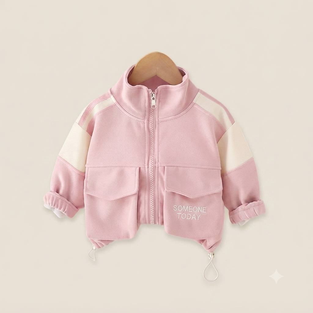 Girl's Sporty Pink Colorblock Jogger Set with Pockets