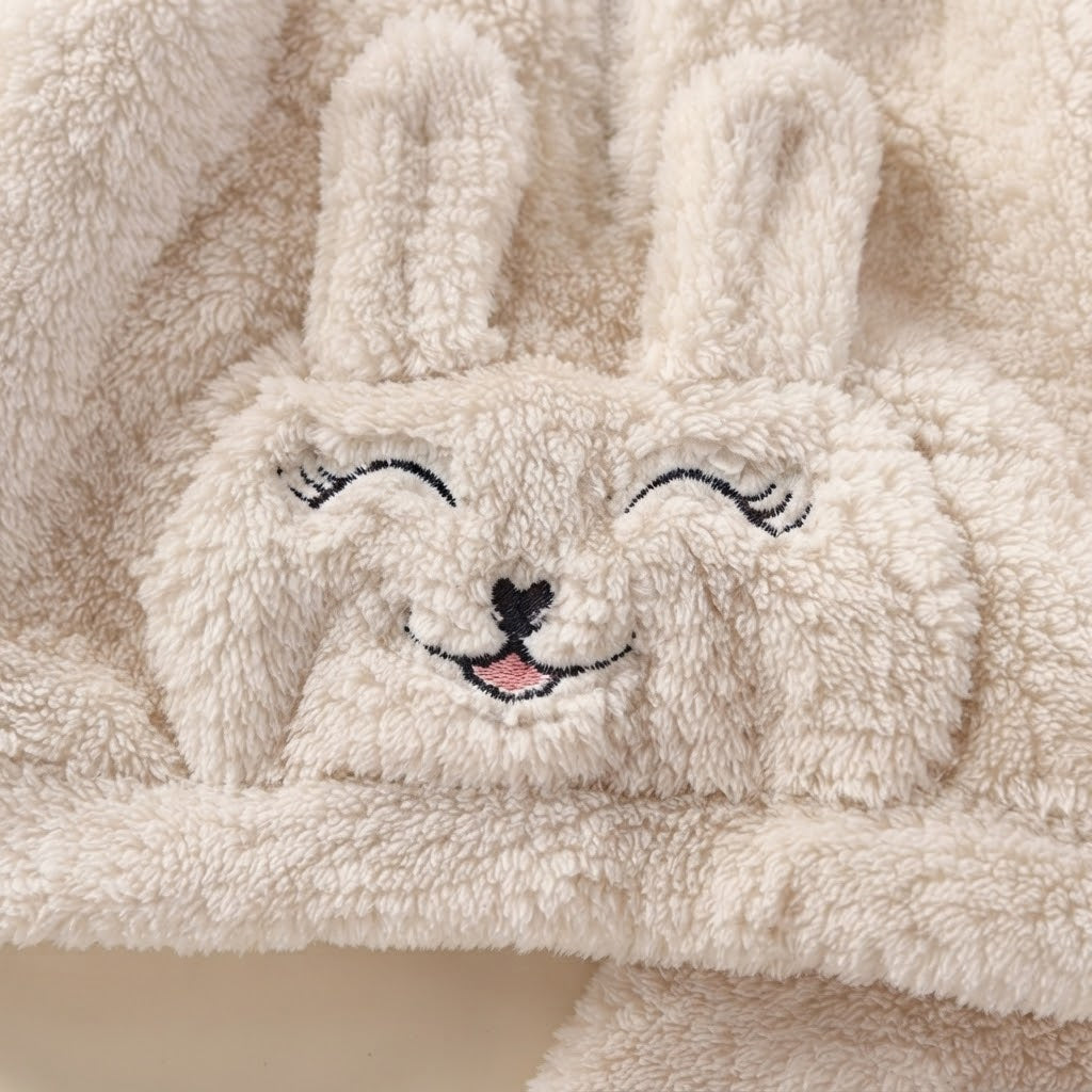 Adorably Cozy Cream Bunny Fluffy Winter Tracksuit for Kids
